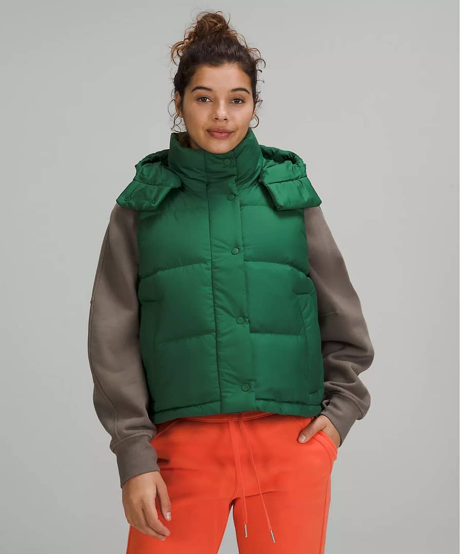 Wunder Puff Cropped Vest - everglade green