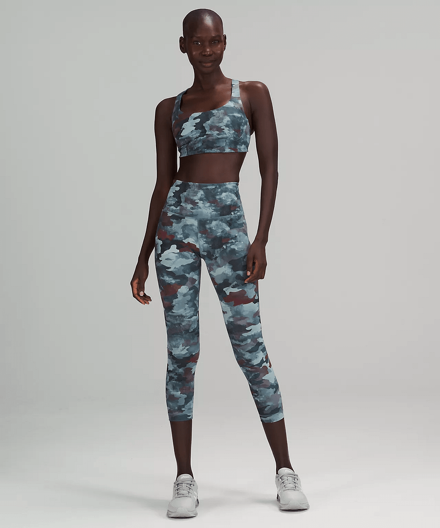 Wunder Train High Rise Crop - Heritage Camo Wash Mineral Blue Multi