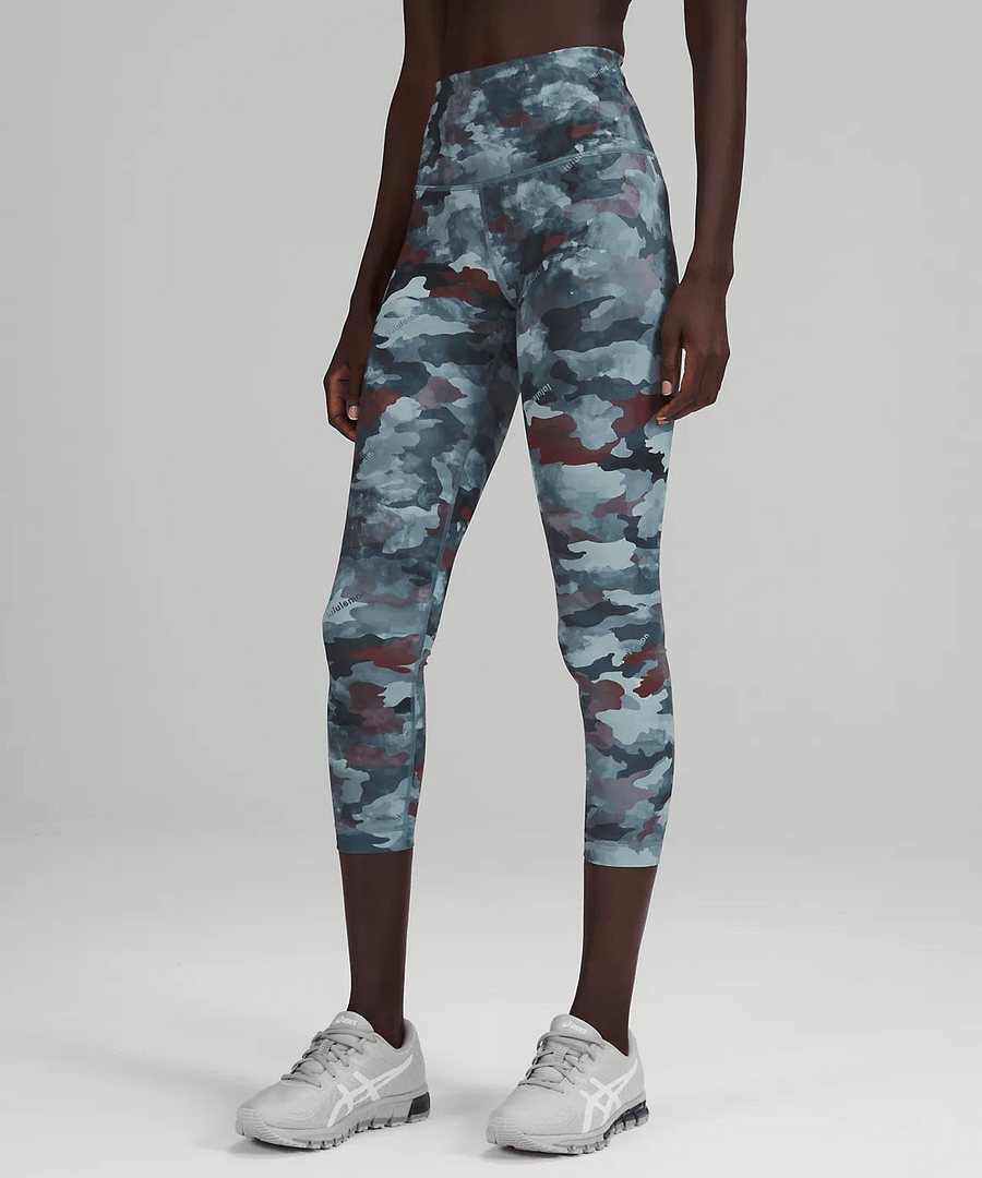 Wunder Train High Rise Crop - Heritage Camo Wash Mineral Blue Multi