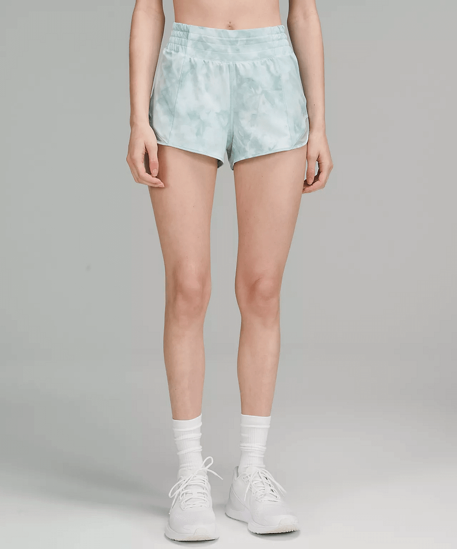 Hotty Hot High-Rise Lined Short 2.5 diamond dye white sheer blue