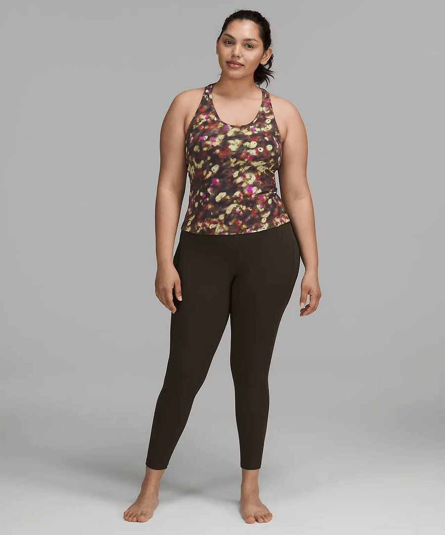 Cool Racerback Short Tank Top Nulu Soft Focus Splatter Green Multi