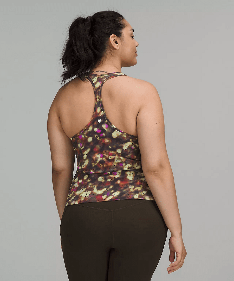 Cool Racerback Short Tank Top Nulu Soft Focus Splatter Green Multi