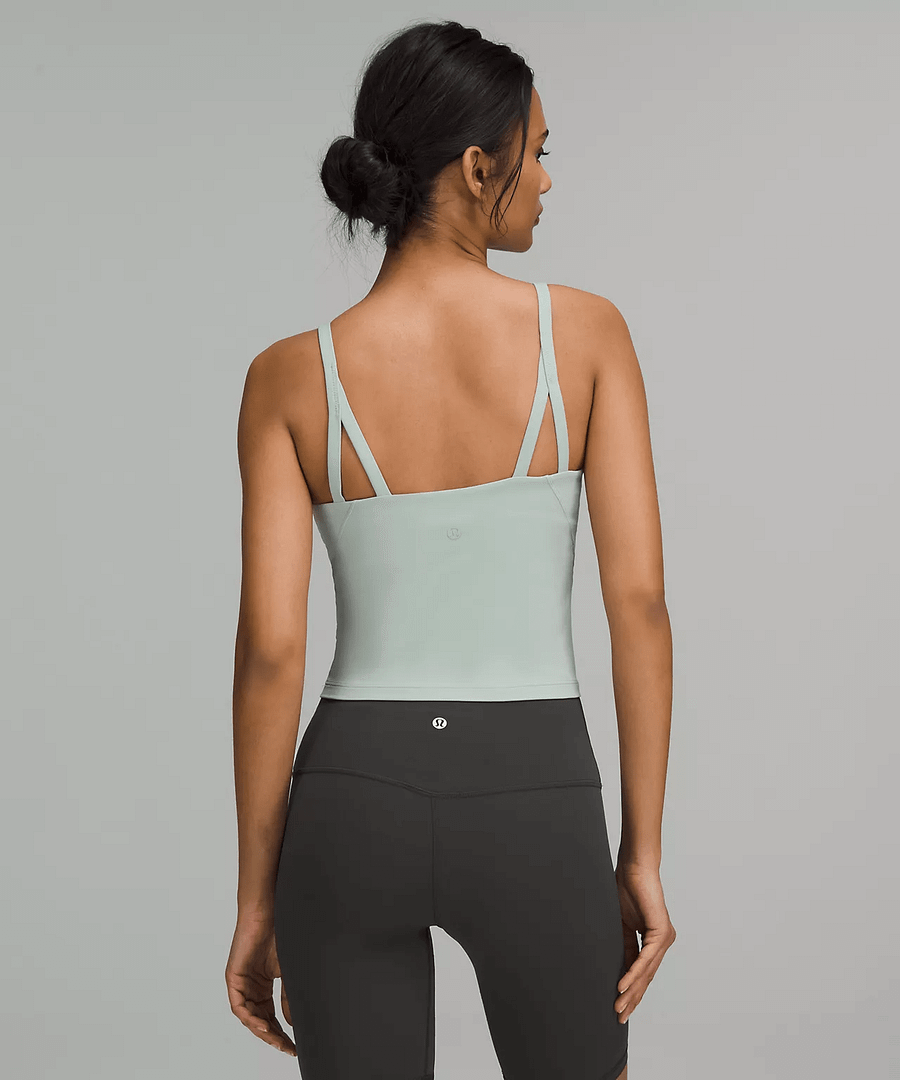 Strappy Nulu Shelf Tank Top silver blue