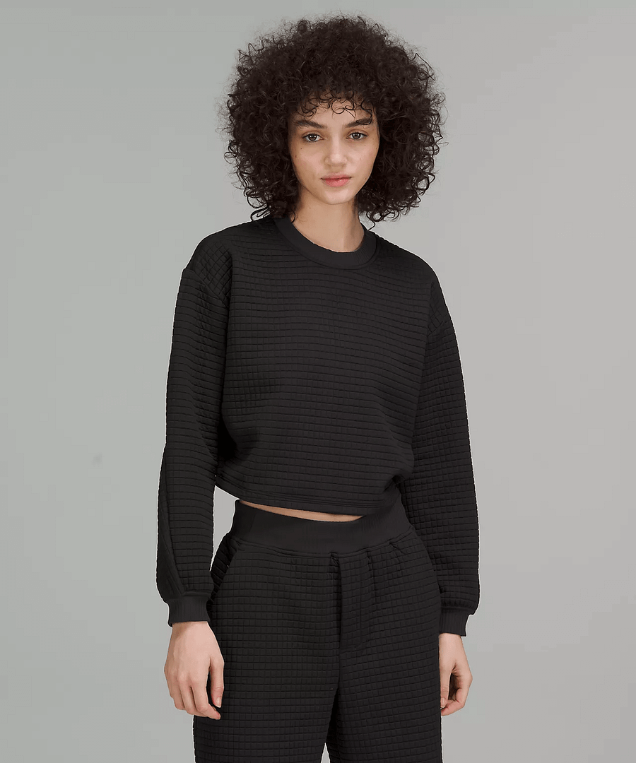 lululemon crop top - lululemon cropped hoodie - lululemon lab Textured Grid Cropped Pullover 2