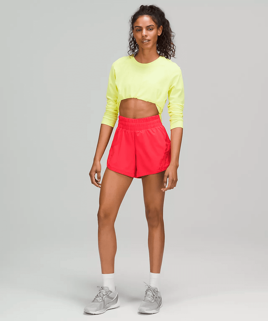 Track That Mid-Rise Lined Short 5 - lululemon colour love red - lululemon shorts - lululemon run shorts - lululemon run shorts for bigger thighs - looser fitting lululemon run shorts - high rise run shorts 2