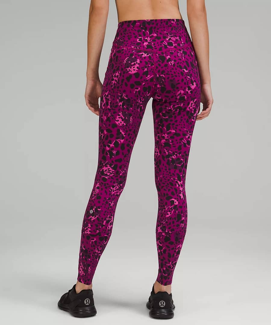 Base Pace High Rise Tight - Cheetah Camo Magenta Purple Multi 3