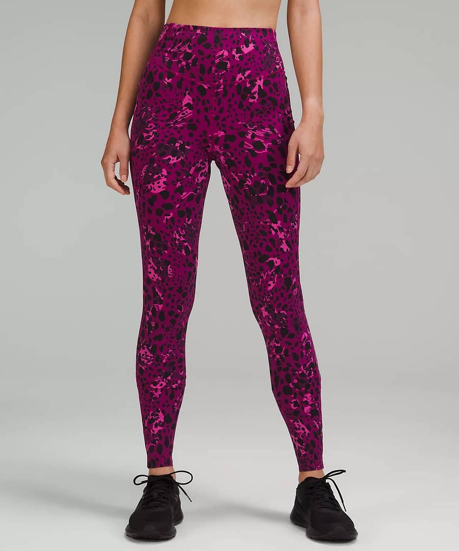 Base Pace High Rise Tight - Cheetah Camo Magenta Purple Multi