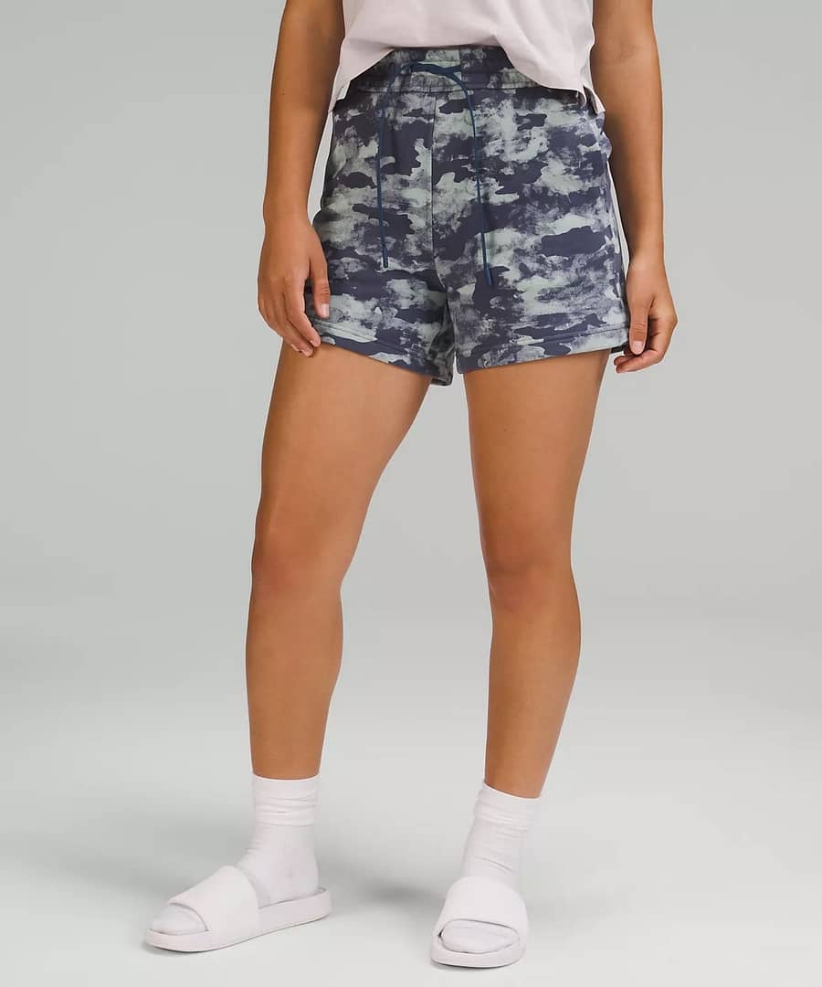 lululemon women’s shorts, biker shorts, lululemon restfeel slides