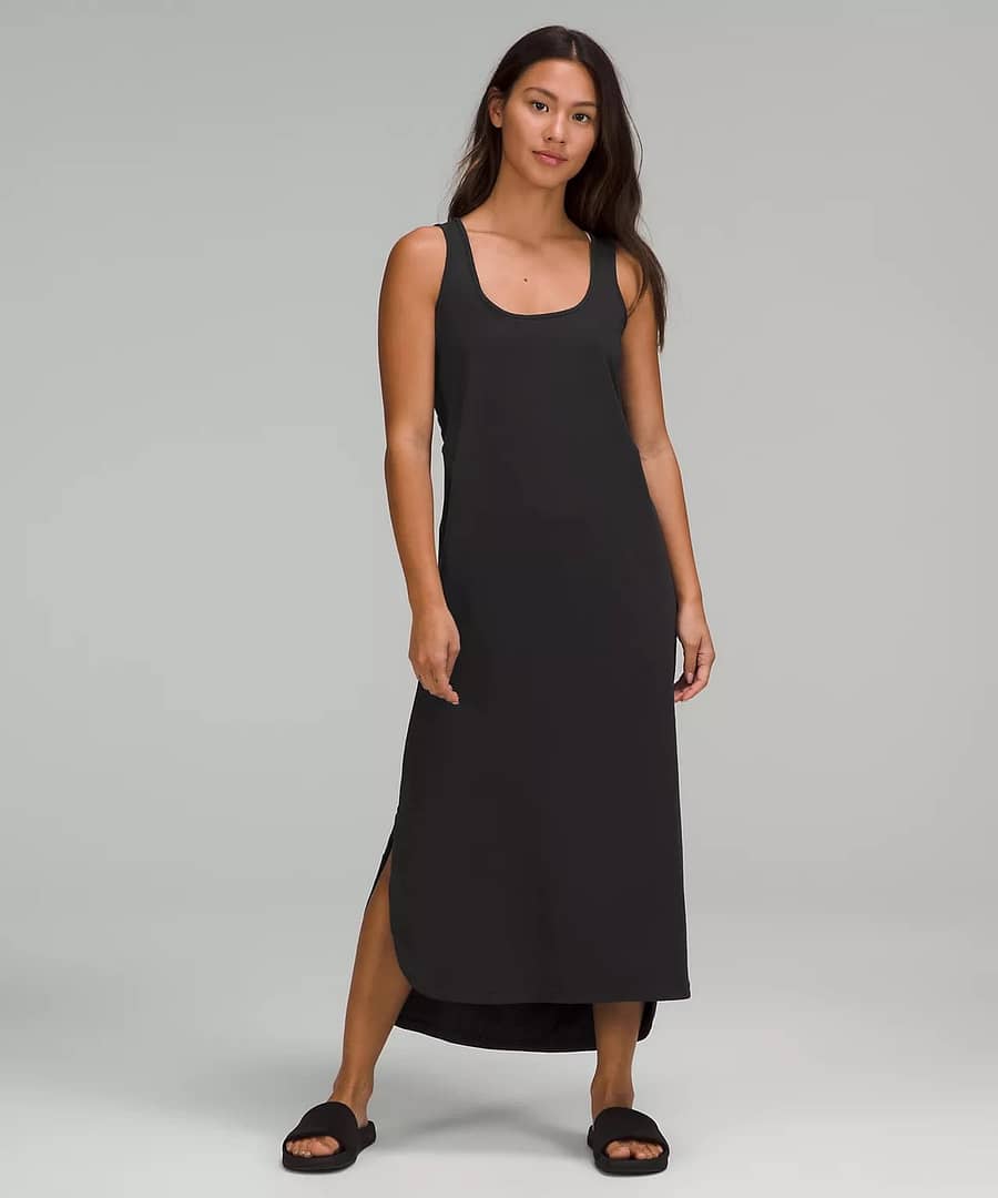 lululemon dress with lululemon restfeel slides