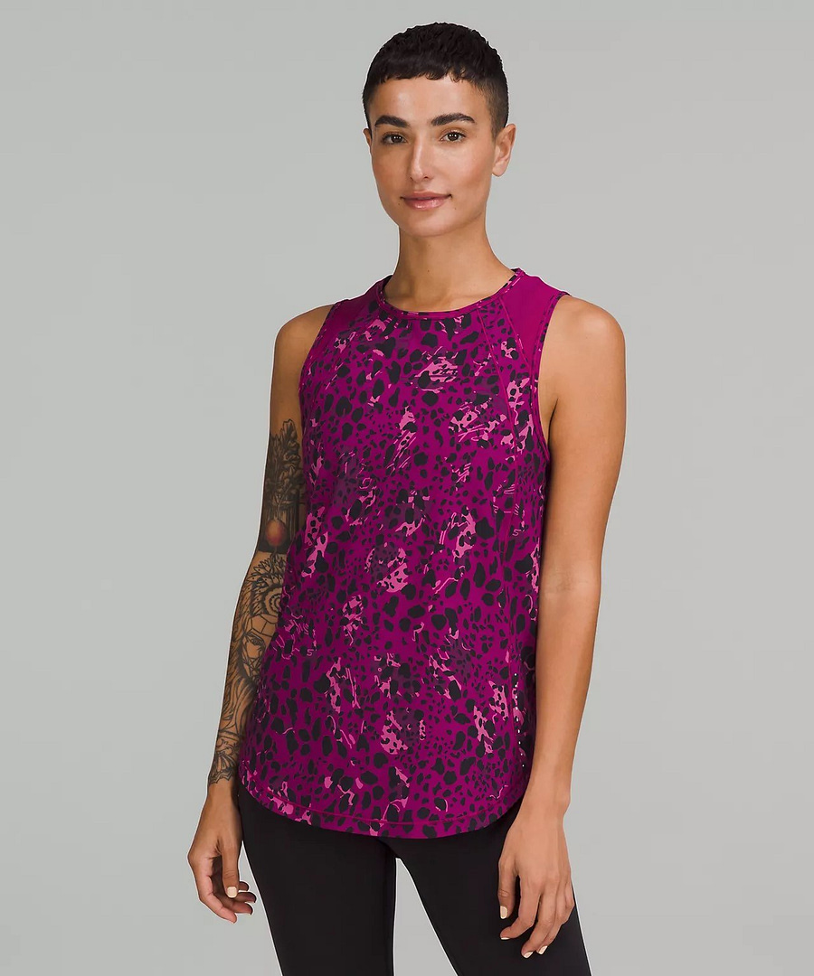 lululemon tank top, sculpt tank top, Cheetah Camo Magenta Purple Multi/Magenta Purple