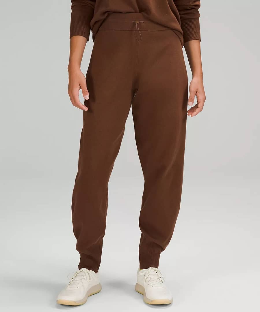 Cotton-Cashmere Knit Mid-Rise Jogger - roasted brown