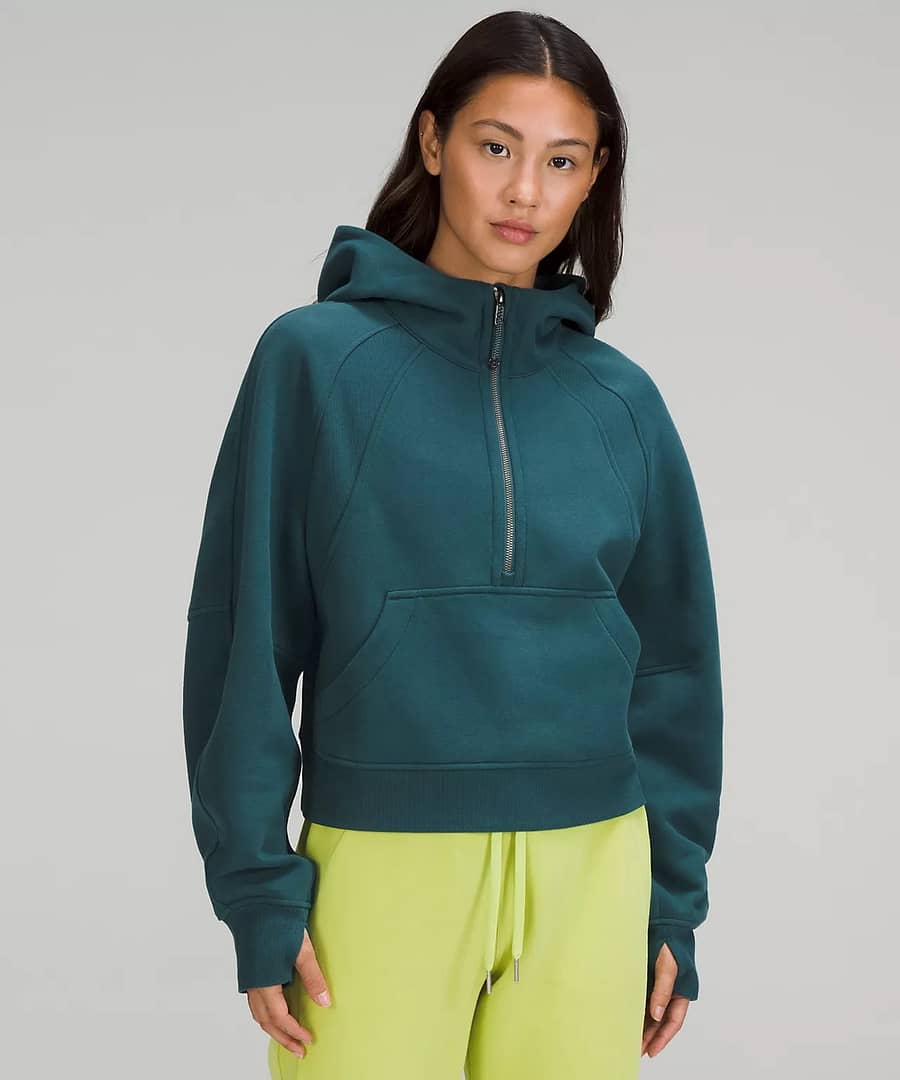 Scuba Oversized Half-Zip Hoodie green jasper - pomegranate - icing blue