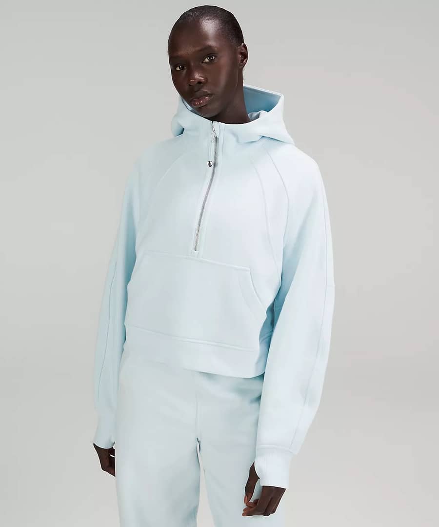 Scuba Oversized Half-Zip Hoodie green jasper - pomegranate - icing blue