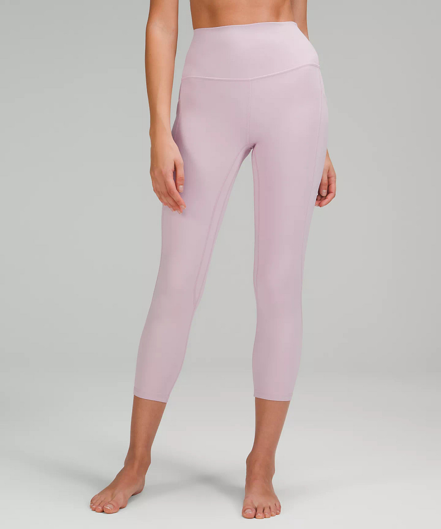 lululemon align high-rise crop wth pocket - green jasper - pink peony