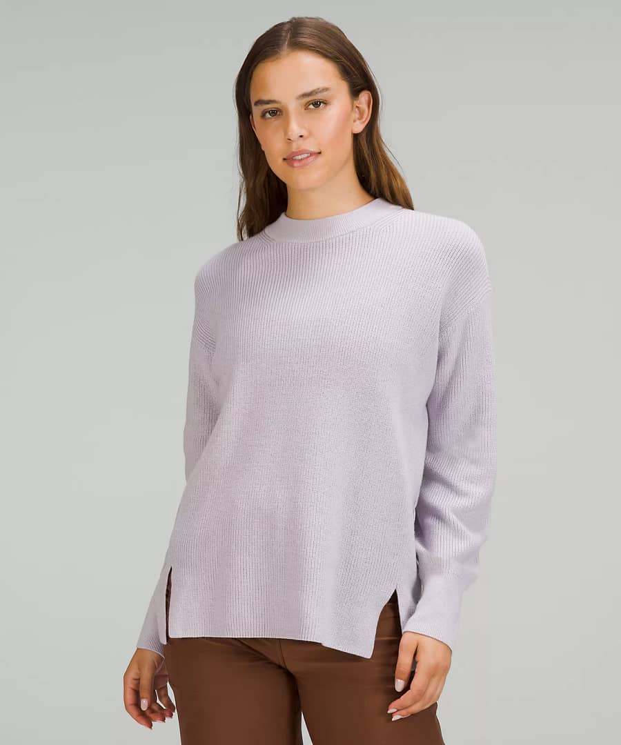 Merino Wool-Blend Ribbed Crewneck Sweater