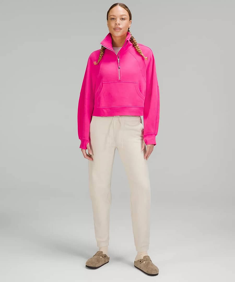 Scuba Oversized Funnel Neck Half Zip - Sonic Pink 2