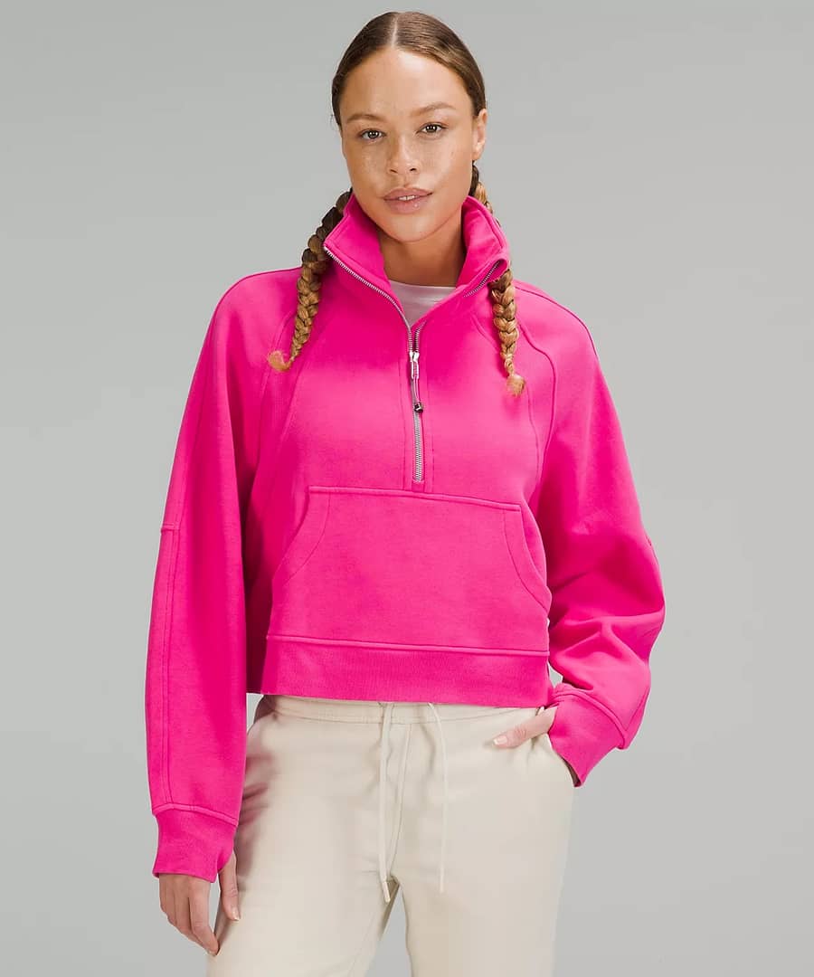 Scuba Oversized Funnel Neck Half Zip - sonic pink