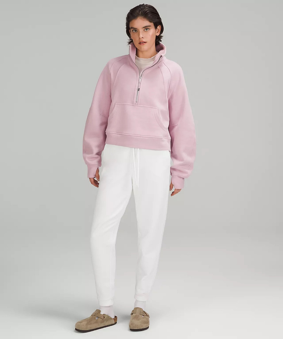 Scuba Oversized Funnel Neck Half Zip pink peony 2