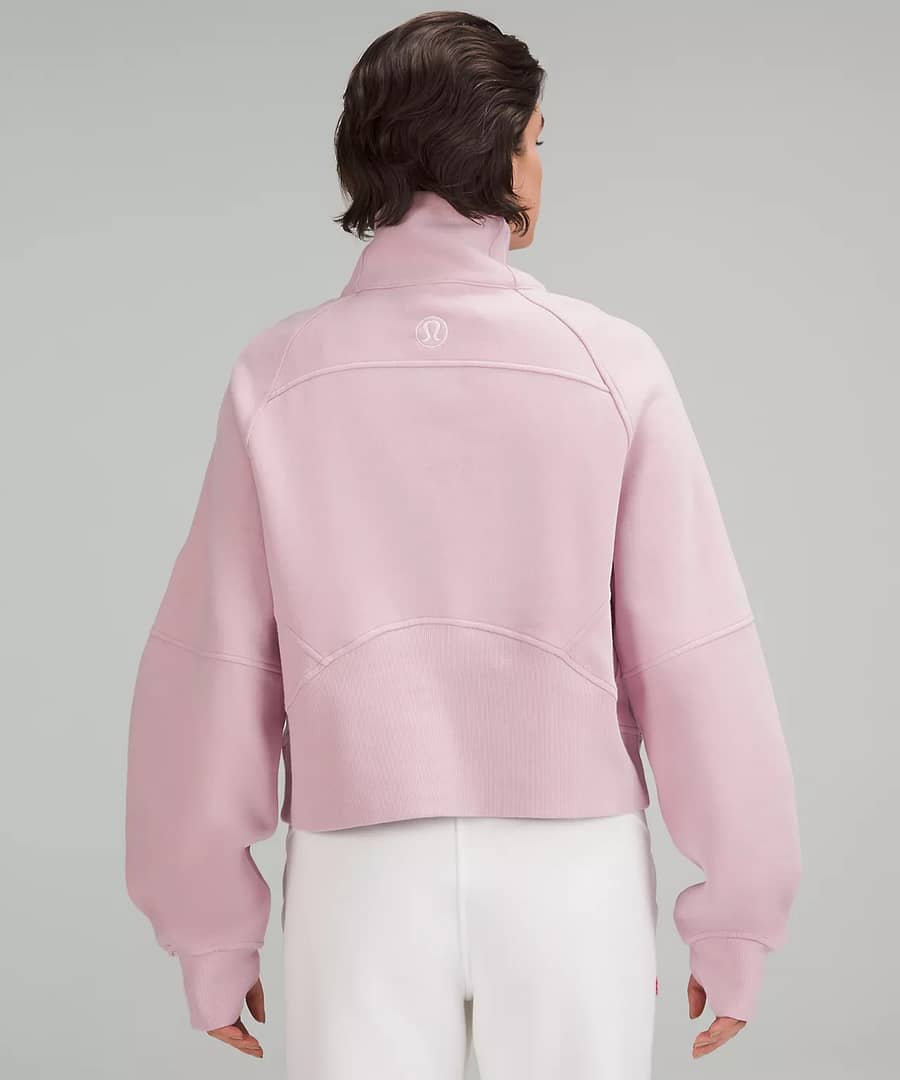 Scuba Oversized Funnel Neck Half Zip pink peony 3