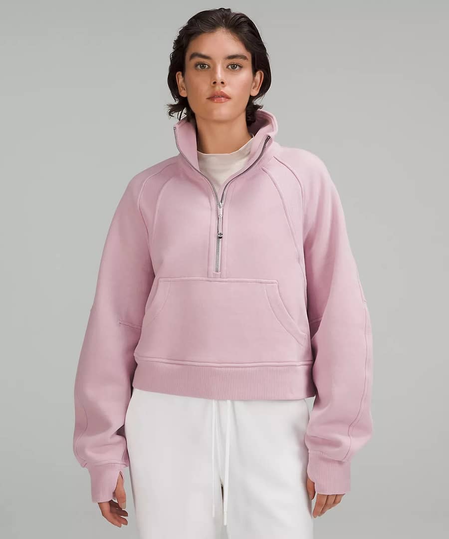 lululemon pink peony scuba hoodie - scuba oversized funnel neck half zip pink peony