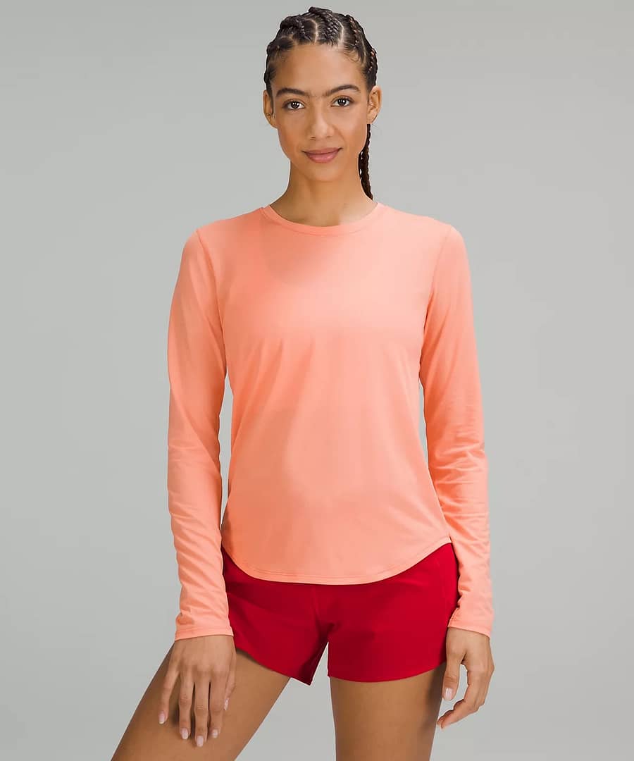 lululemon - High-Neck Running and Training Long Sleeve Shirt - sunny coral