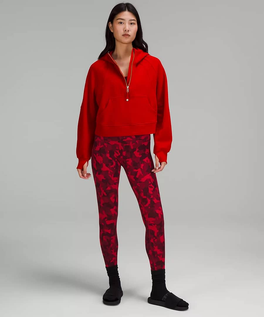 front details of lululemon New Year Scuba Oversized Half-Zip Hoodie - dark red