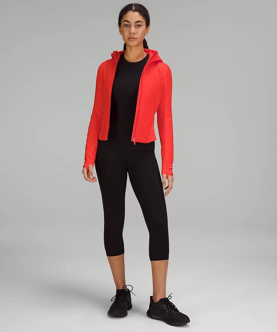 Push Your Pace Jacket - solar orange - lululemon and black leggings for Scuba Oversized Half-Zip Hoodie