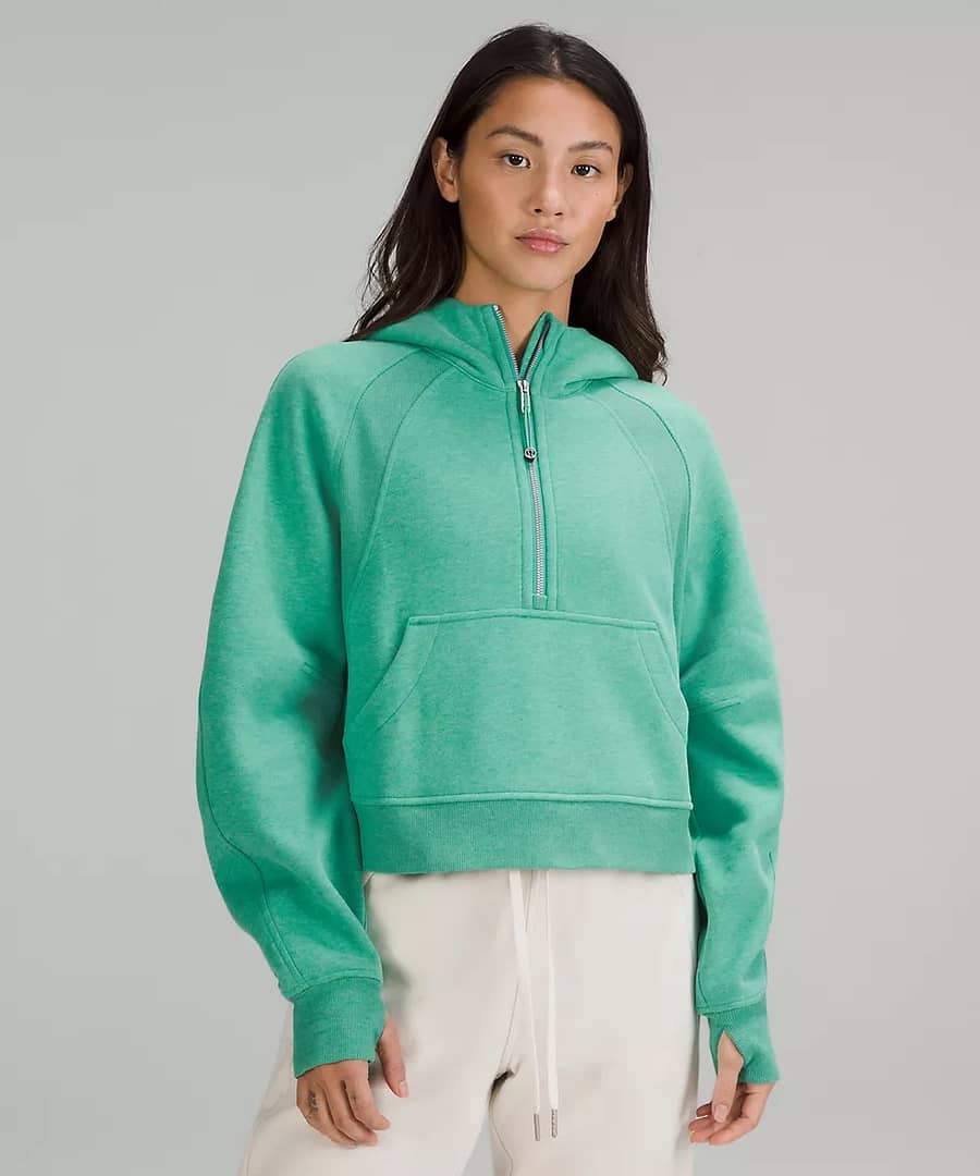 scuba oversized half-zip hoodie heathered maldives green