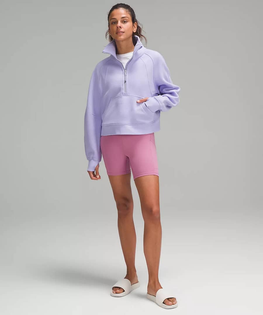 Scuba Oversized Funnel Neck Half Zip lilac smoke 2 for lululemon sweat collective