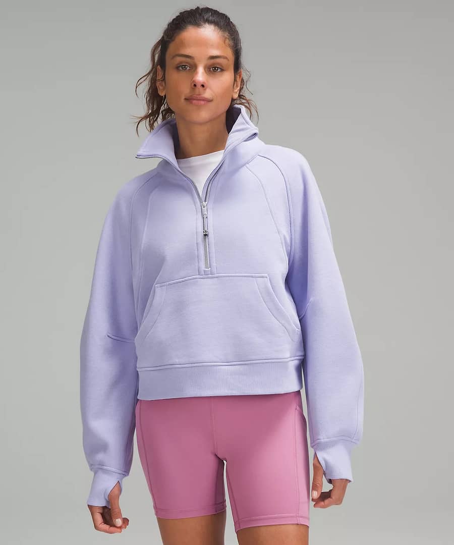 Scuba Oversized Funnel Neck Half Zip lilac smoke for lululemon sweat collective