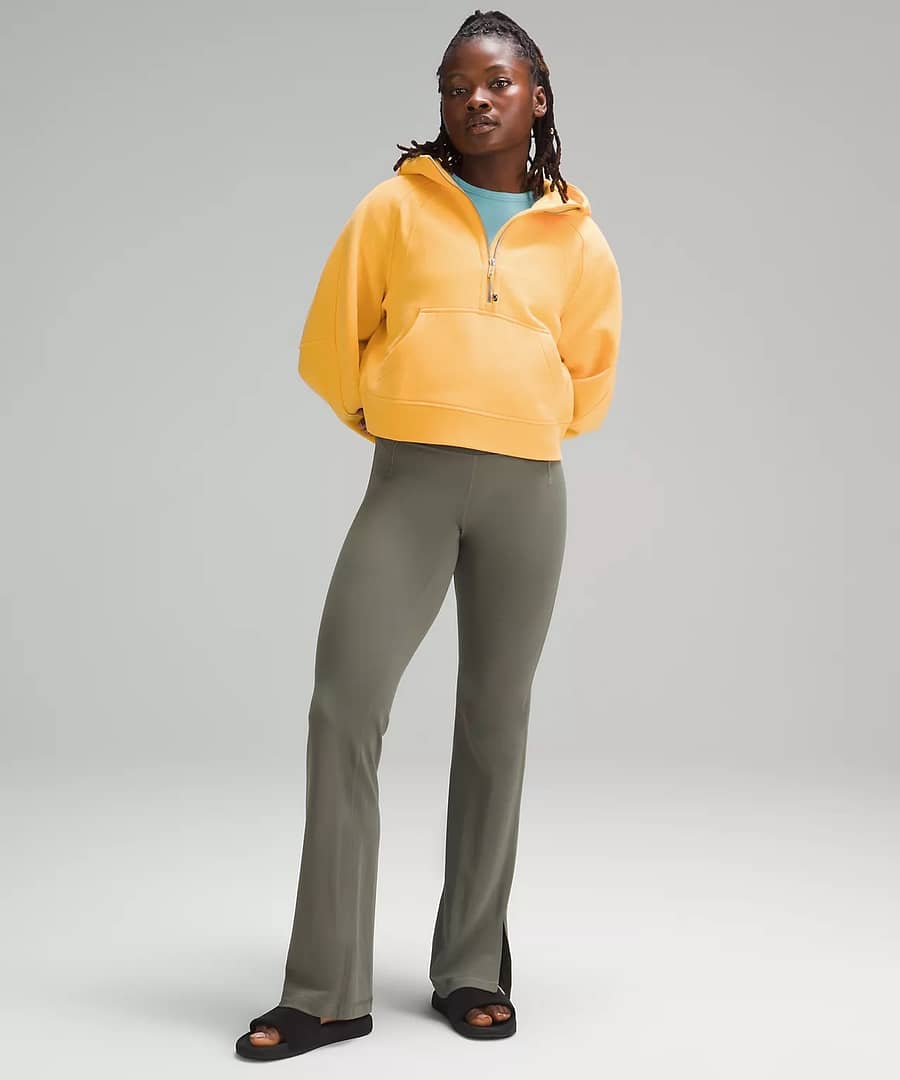 woman wearing yellow Scuba Oversized Half-Zip Hoodie mango dream 2 for lululemon sweat collective