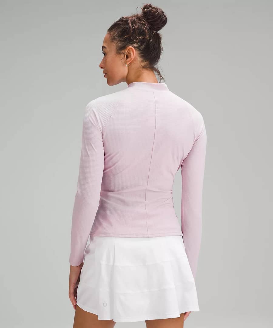 lululemon - Grid-Texture Tennis Long-Sleeve Shirt - pink peony