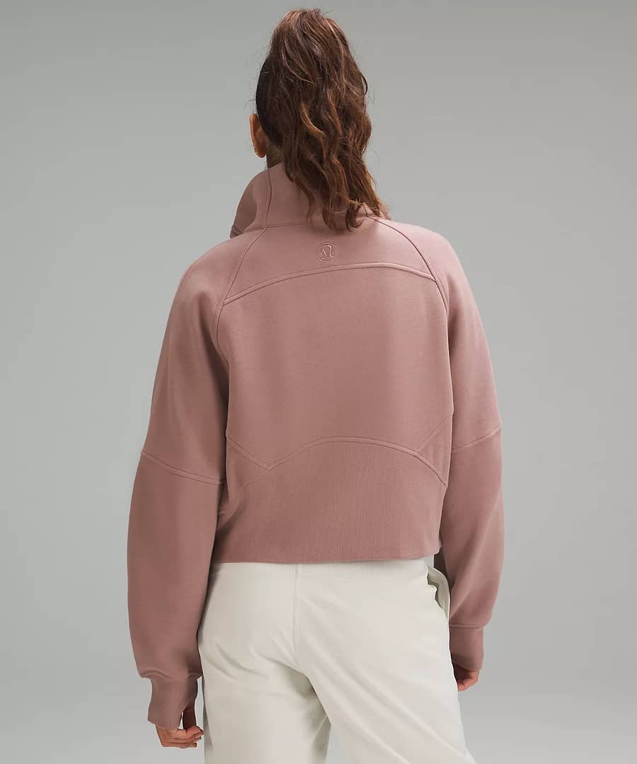 Scuba Oversized Funnel Neck Half Zip - twilight rose