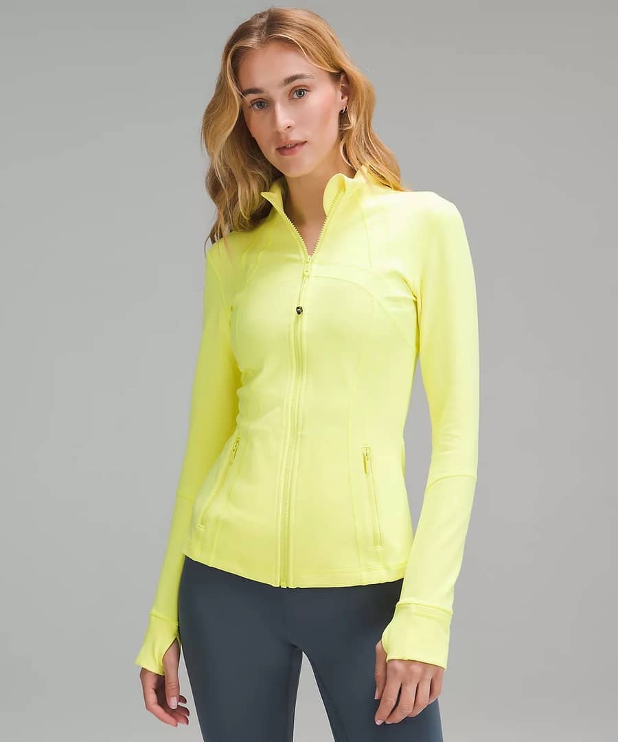 woman in lululemon - Define Jacket Luon - electric lemon