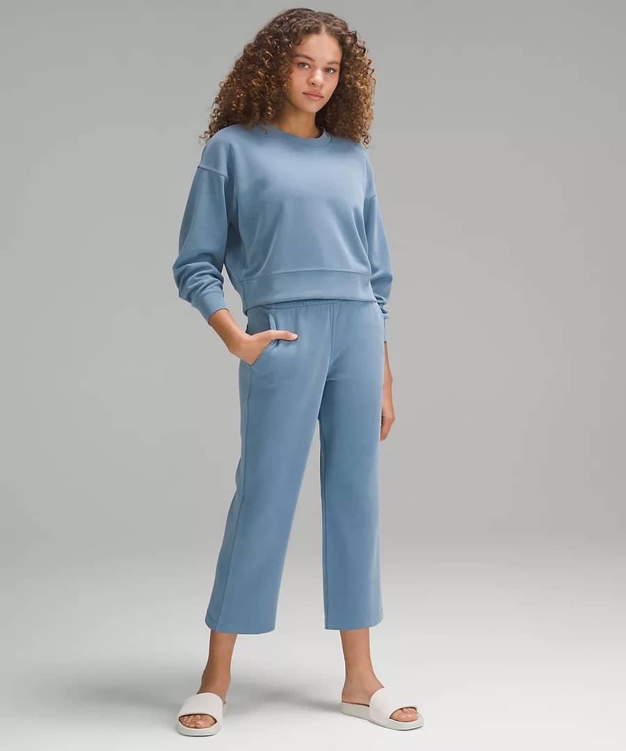 details of lululemon Softstreme Perfectly Oversized Cropped Crew - utility blue