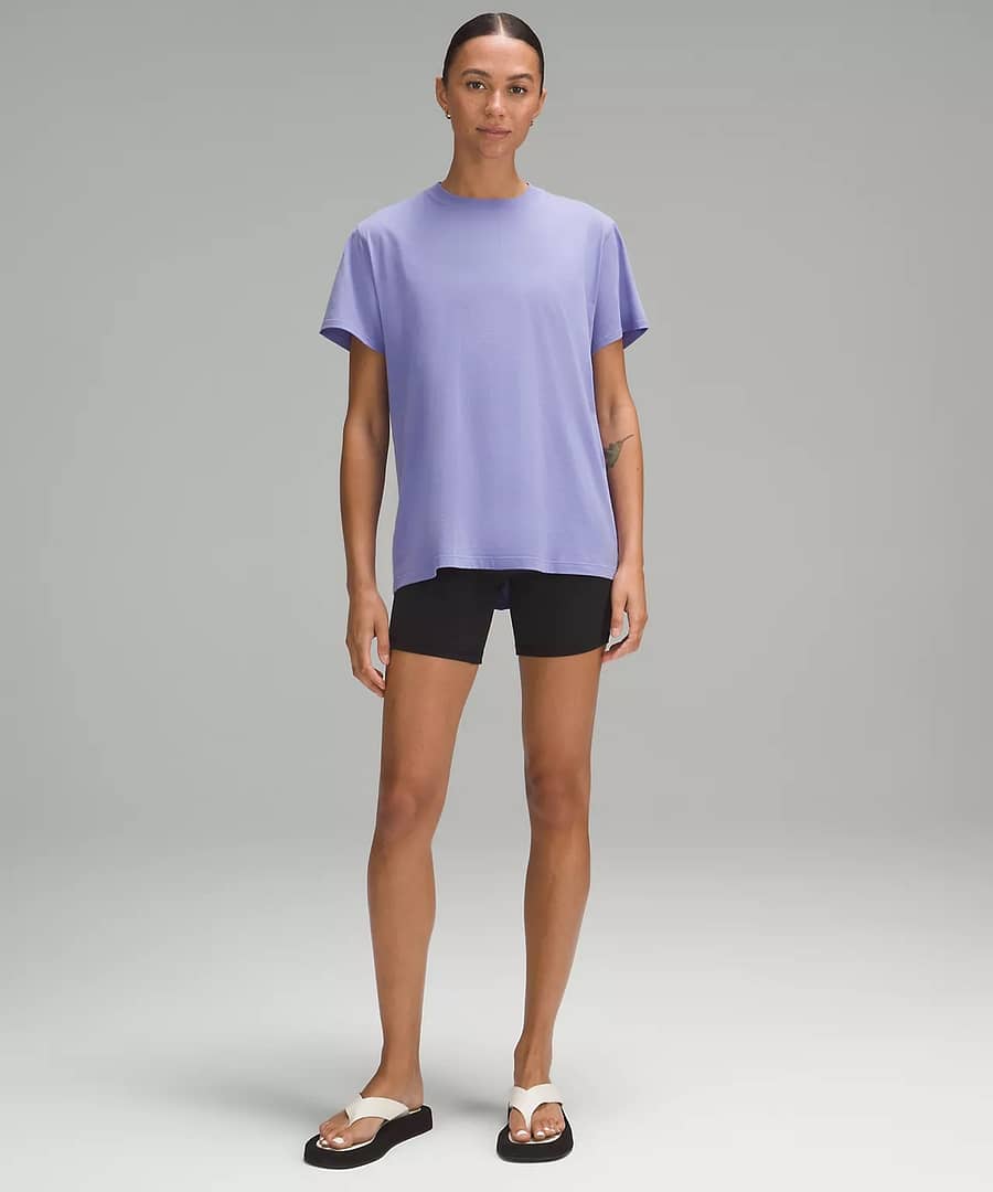 woman All Yours Cotton T-Shirt - dark lavender and black cycling shorts for Lululemon weekly product drop