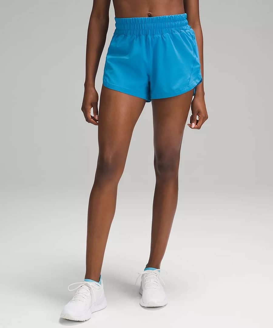 lululemon women's shorts - Track That High-Rise Lined Short 3" - poolside front details for Lululemon weekly product drop