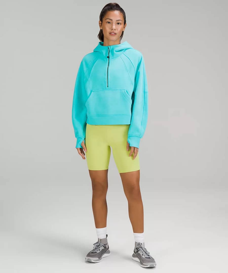 Scuba Oversized Half-Zip Hoodie - electric turquoise