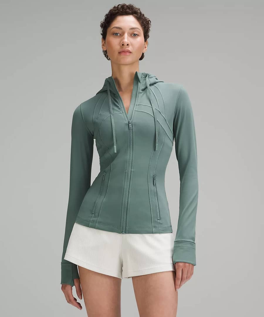 woman Fashionably Fit with Lululemon wearing Hooded Define Jacket Nulu medium showing front details