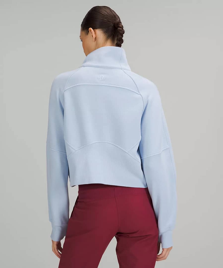 Scuba Oversized Funnel Neck Half Zip blue linen 3