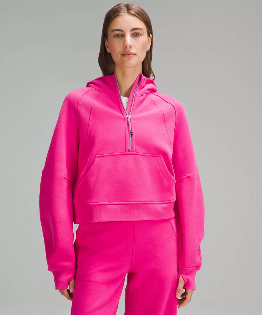 Scuba Oversized Half-Zip Hoodie - sonic pink
