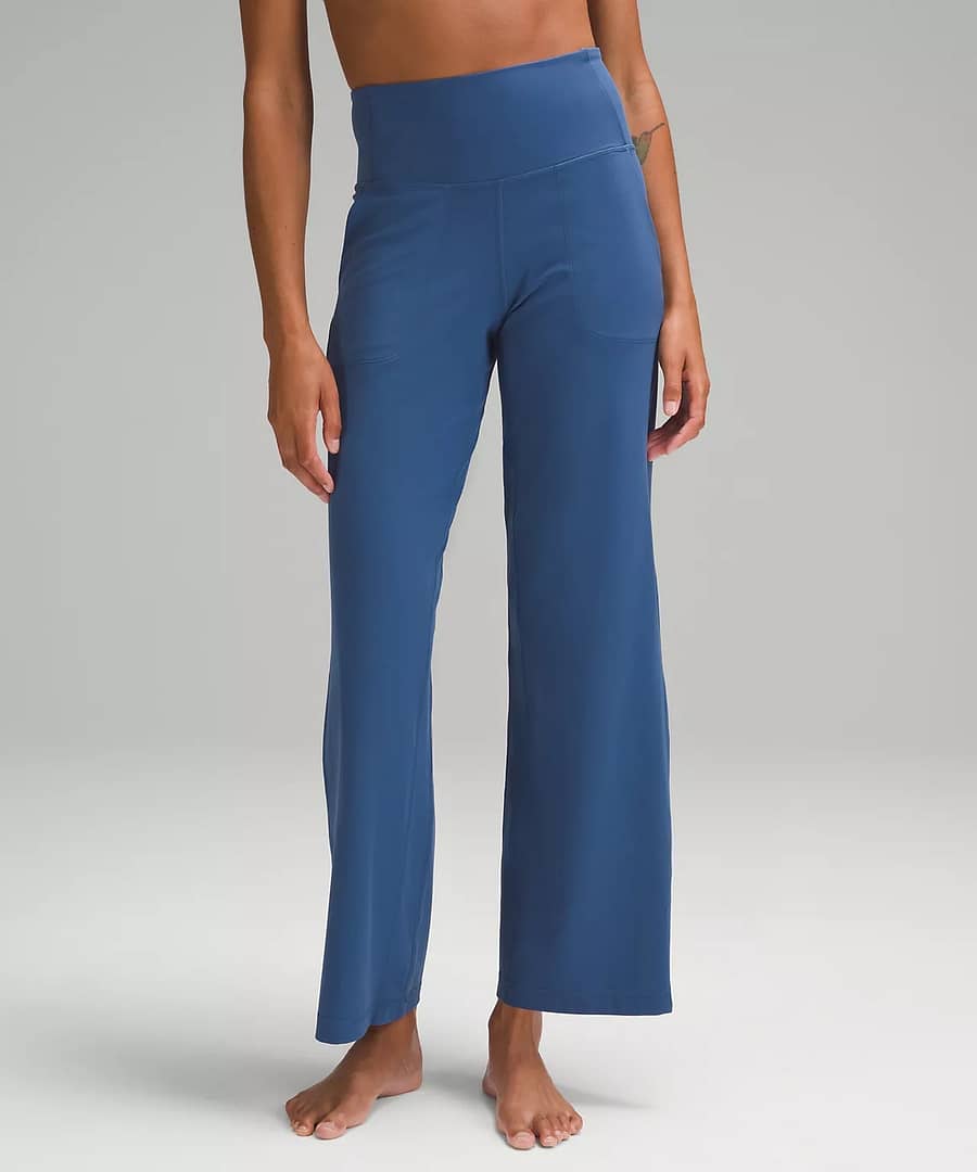 front details of the lululemon Align High-Rise Wide-Leg Pant 31" - pitch blue to pair with lululemon Define Jacket