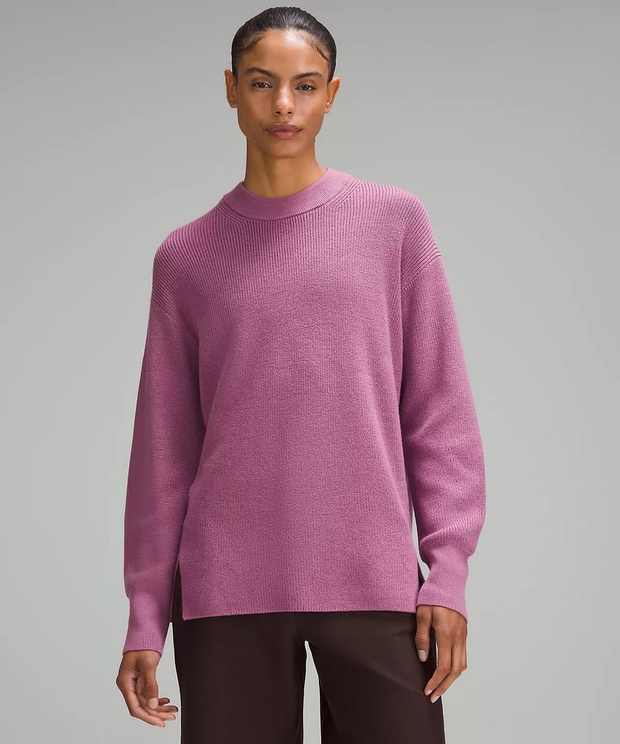 Merino Wool-Blend Ribbed Crewneck Sweater