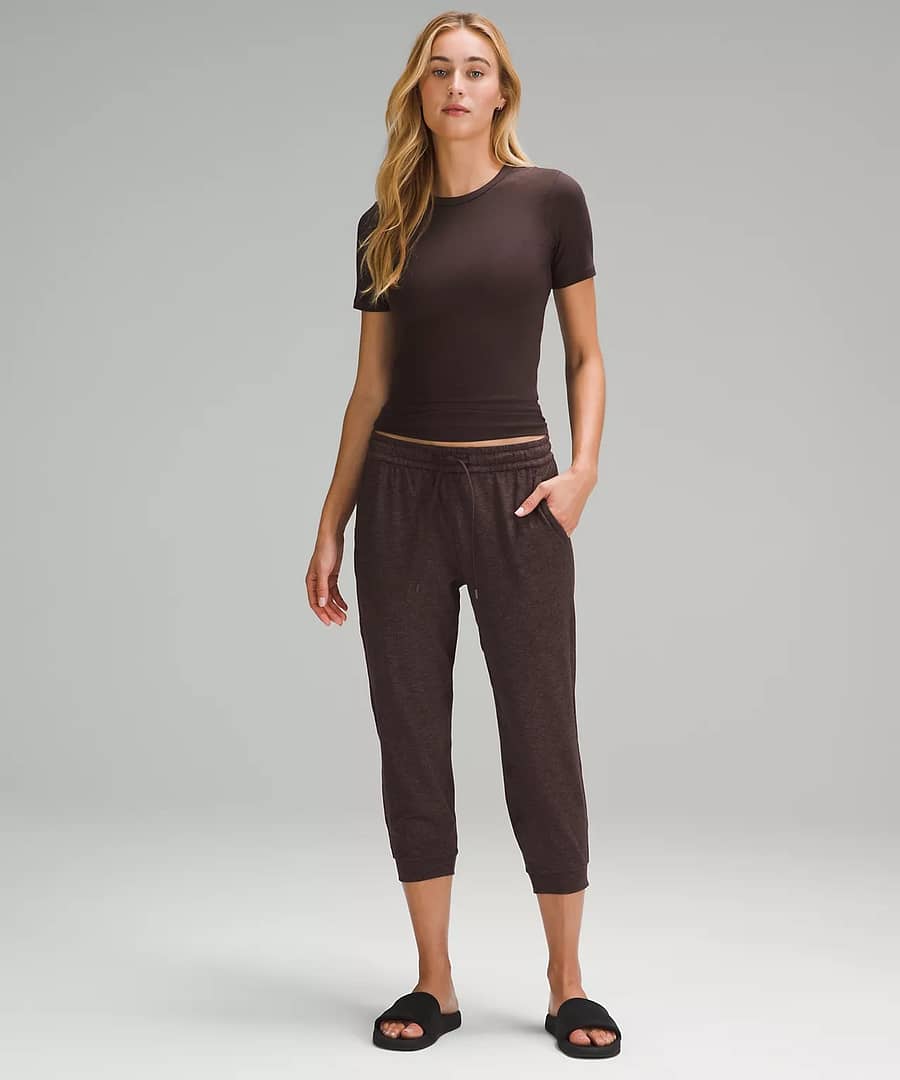 Soft Jersey Classic-Fit Mid-Rise Cropped Jogger heathered dark espresso