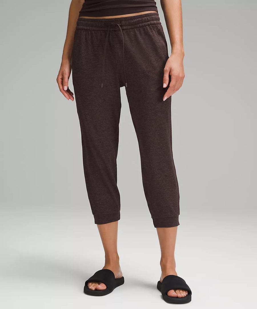 Soft Jersey Classic-Fit Mid-Rise Cropped Jogger heathered dark espresso