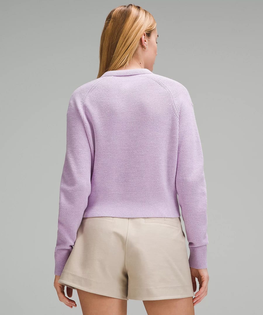 Collared Merino Wool-Blend Sweater - lilac ether 3