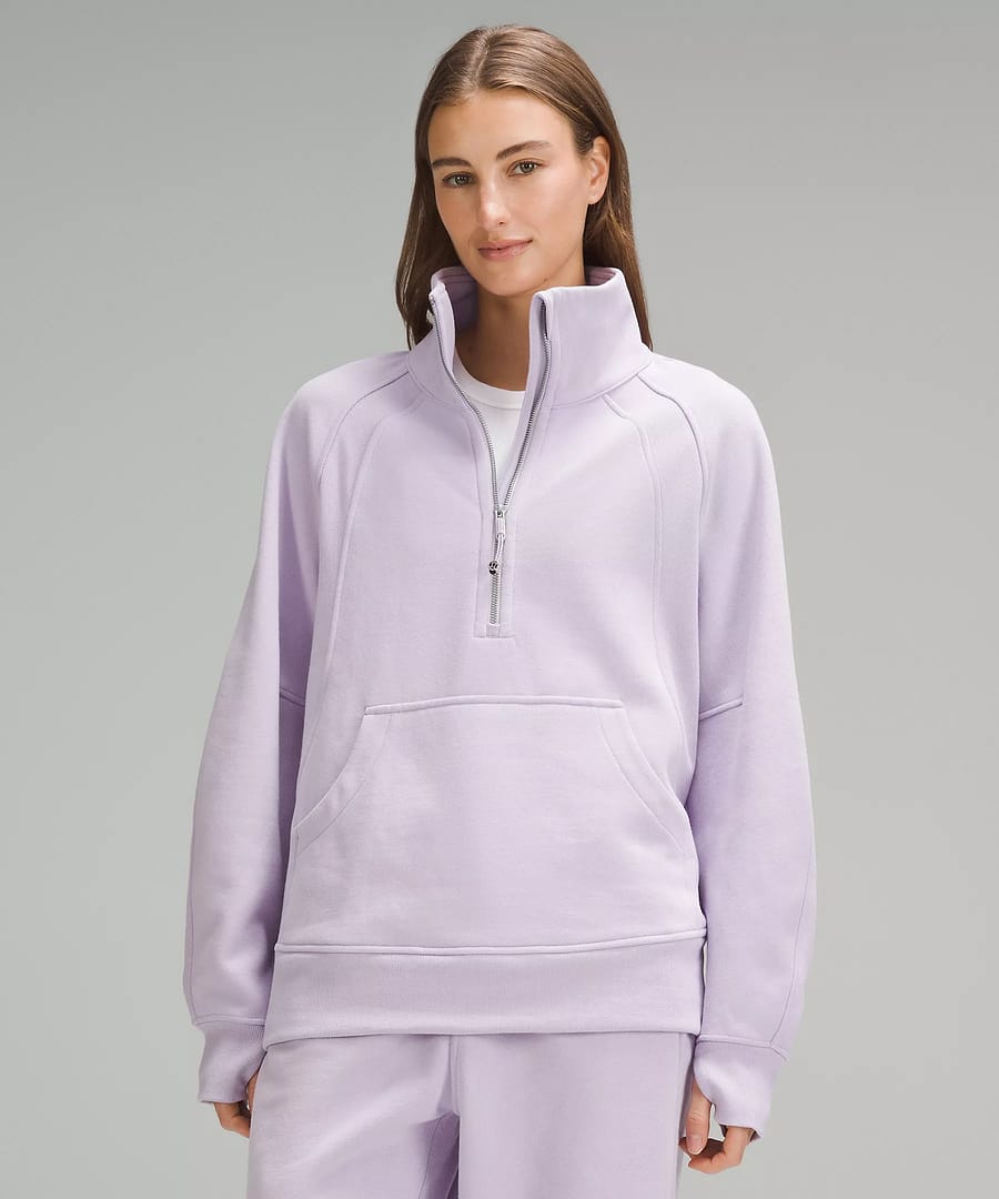 Scuba Oversized Funnel-Neck Half Zip Long lilac ether