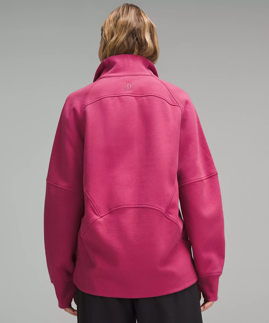 Scuba Oversized Funnel-Neck Full Zip washed mauve