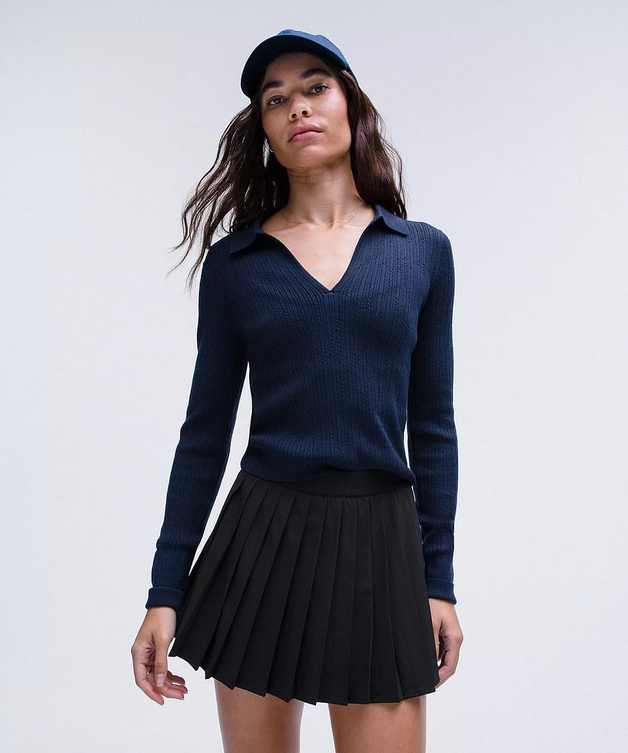 Ribbed Merino Wool Collared Sweater