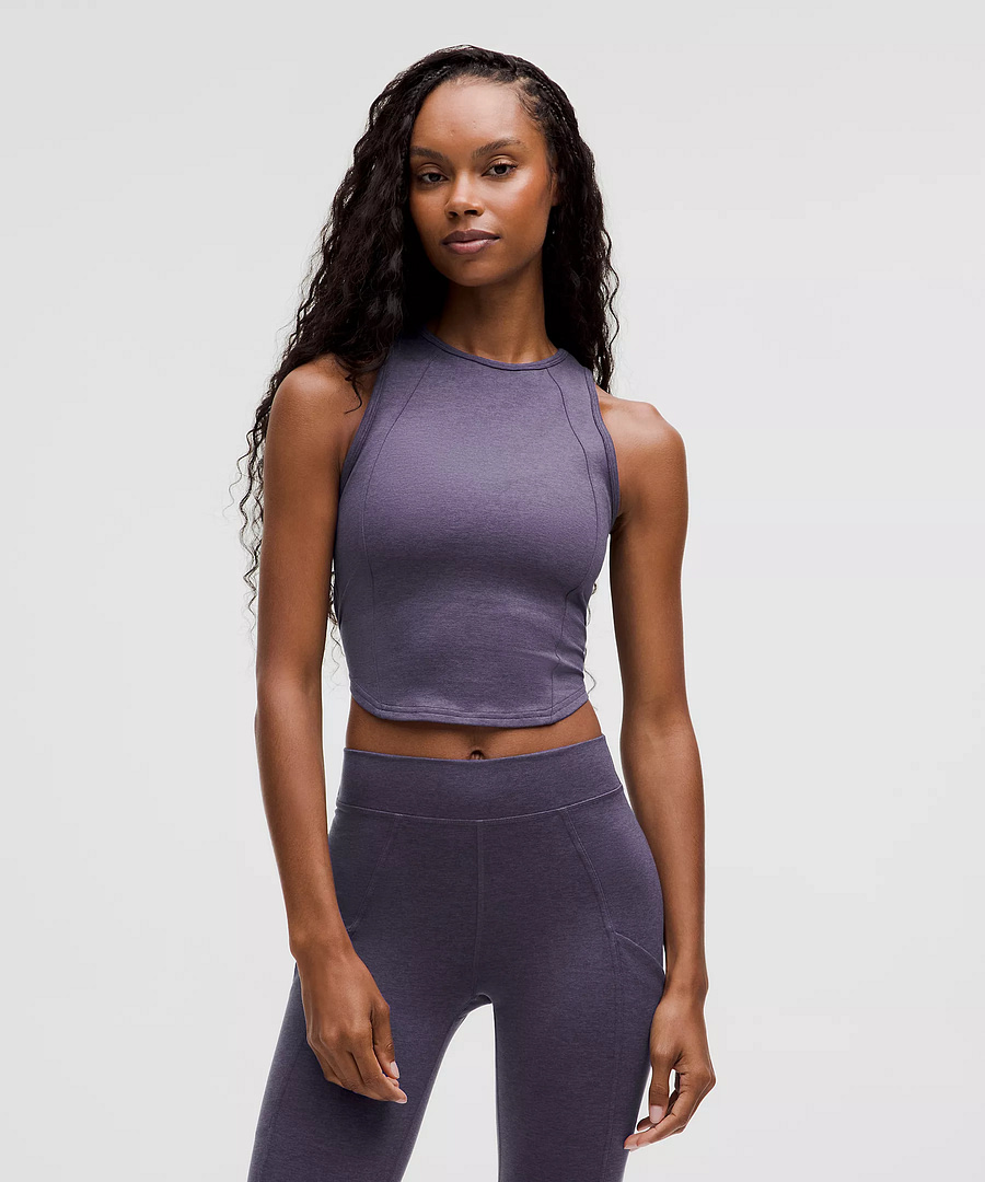 Soft Sueded Crewneck Cropped Tank Top